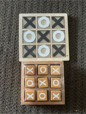 2-Pack Wooden Tic Tac Toe Games – X & O Tabletop Board Games – New Sealed